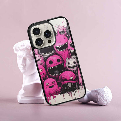 iPhone 16 Pro Case — Monsters General Black Pink Ink Cartoon, Custom Phone Case
