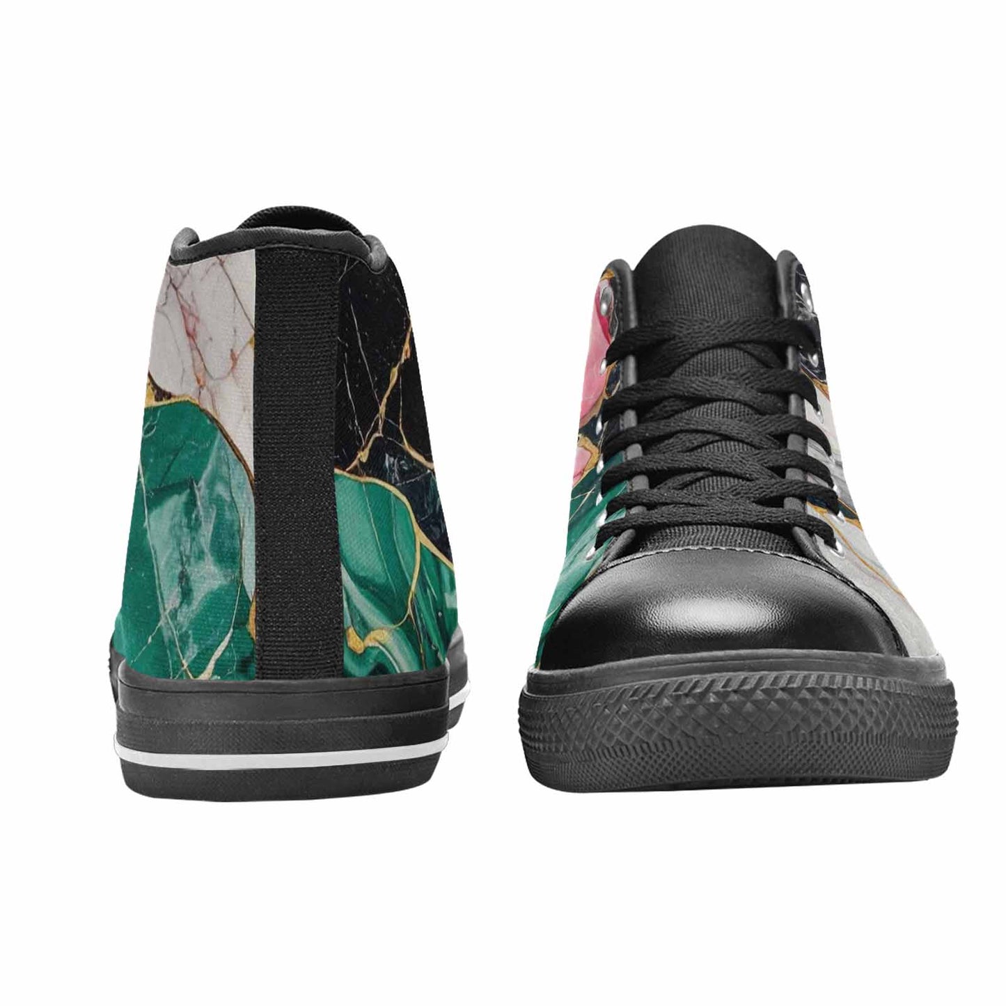 WOMEN'S Marble Stone Texture High Top Canvas Cottagecore Custom Shoes