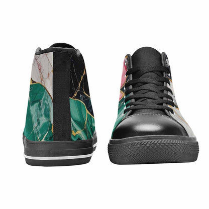 WOMEN'S Marble Stone Texture High Top Canvas Cottagecore Custom Shoes