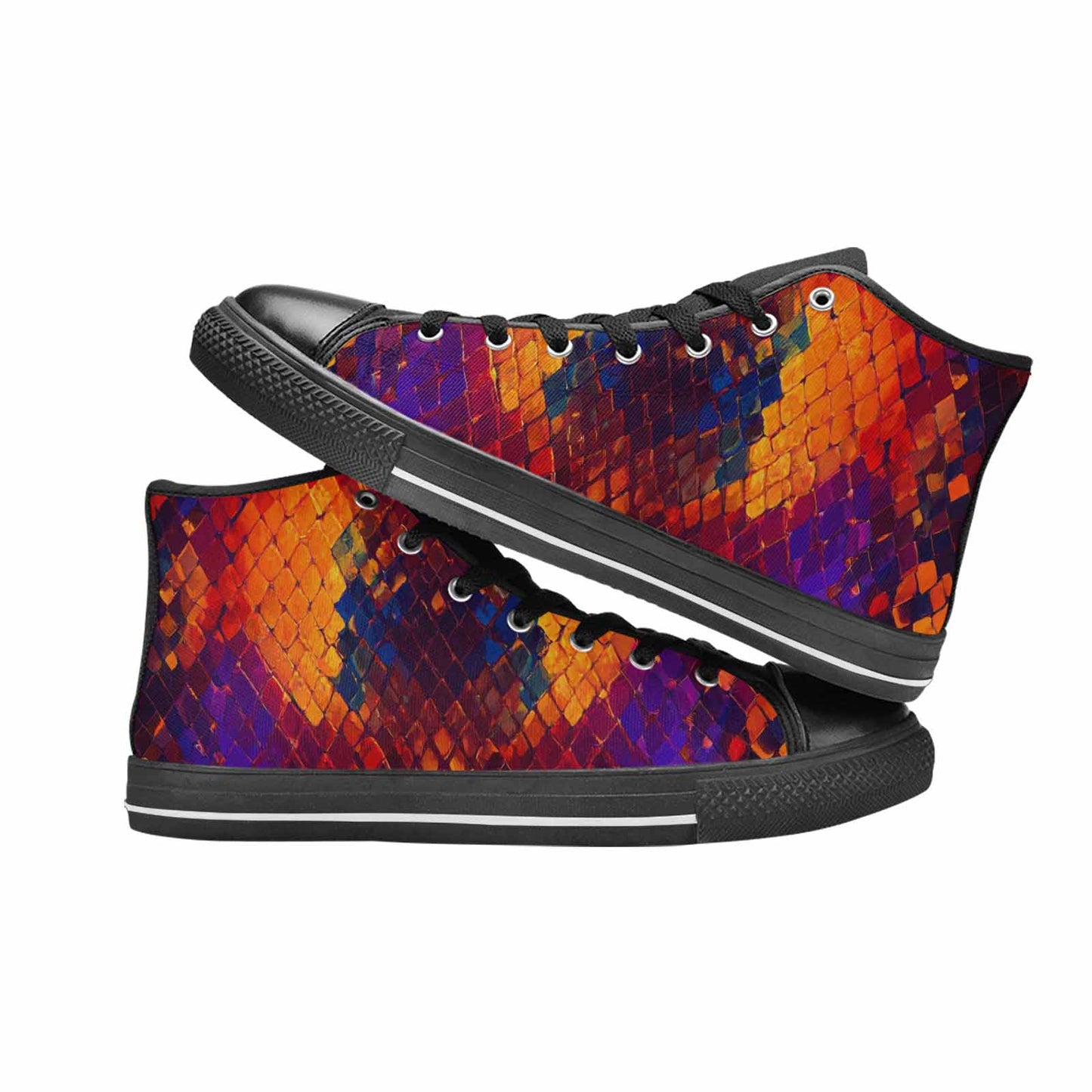 MEN'S Dark Snake Print High Top Canvas Surreal Shoes