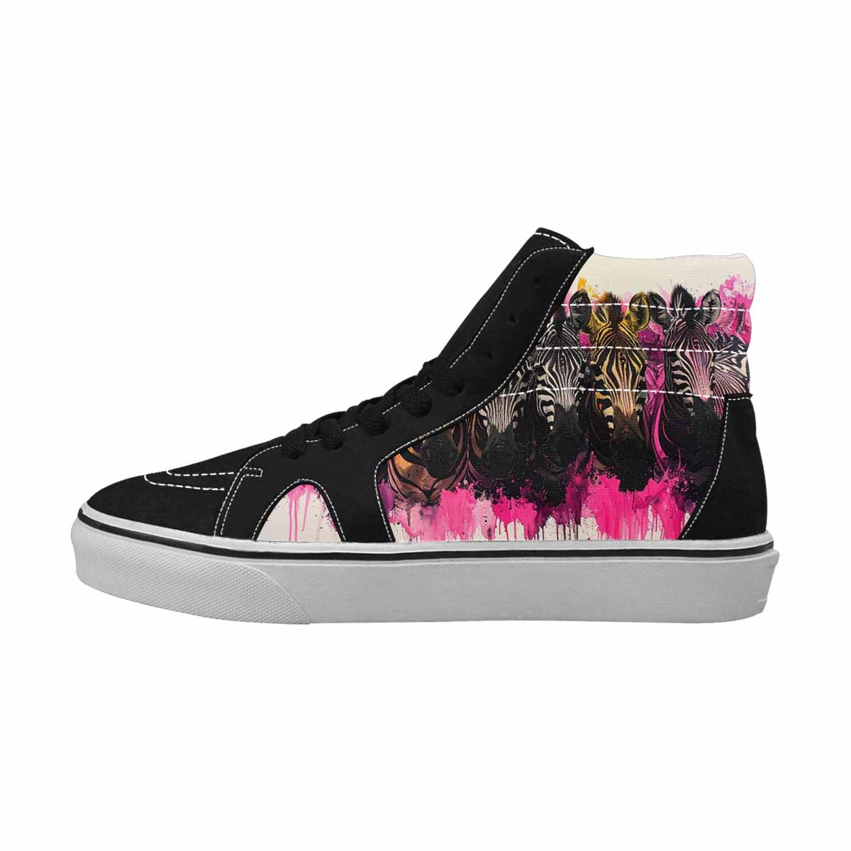 MEN'S Zebra Stripe Burst High Top Canvas Vibrant Chaos Custom Sneakers