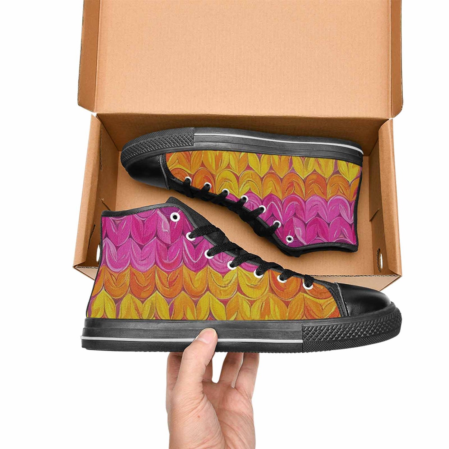 MEN'S Pansexual Flag Color High Top Canvas Neon Fantasy Shoes