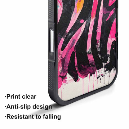 iPhone 17 Air Case — Black Pink Ink Zebra Stripe Animal, Customized Protective Case