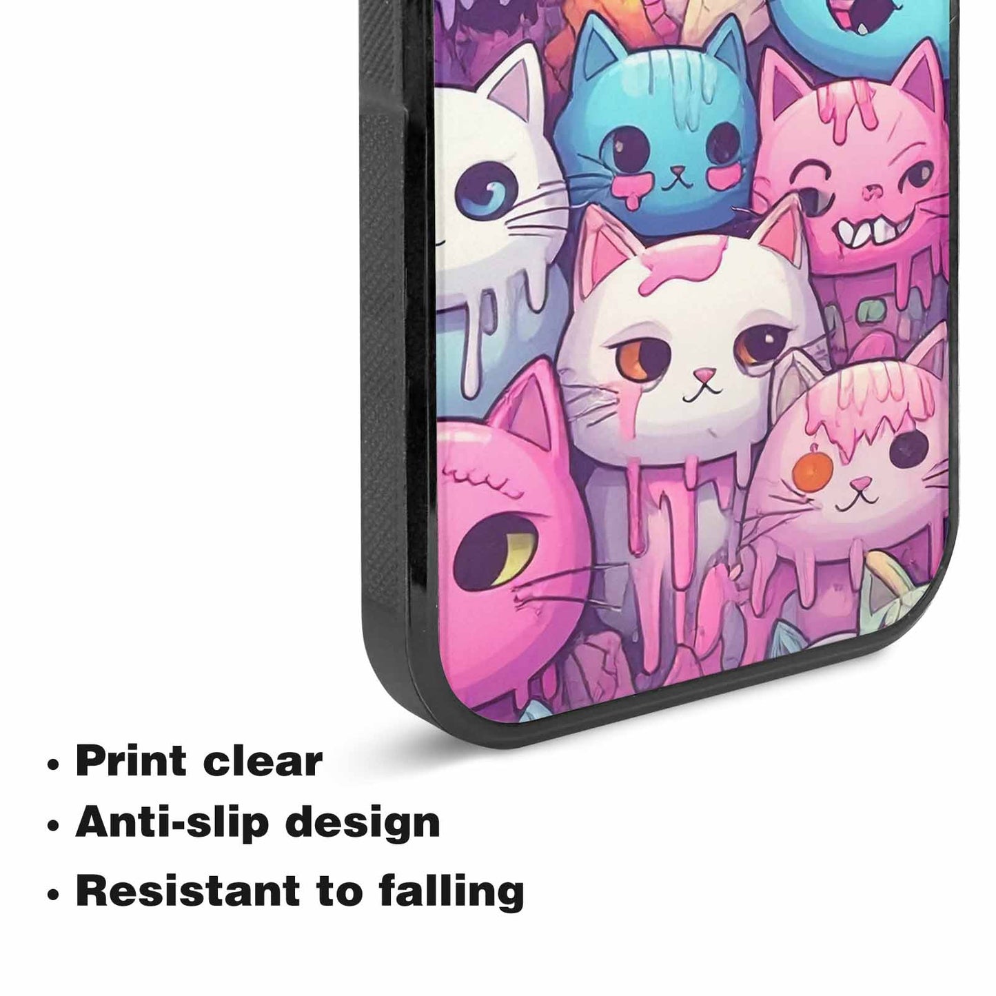 iPhone 15 Plus Case — Pastel Gore Cat Character Pattern Hundreds, Customized Protective Case