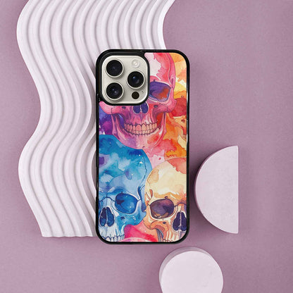 iPhone 16 Pro Max Case — Kulls Watercolor Skulls Small Skull Pattern, Custom Designed Case Cover