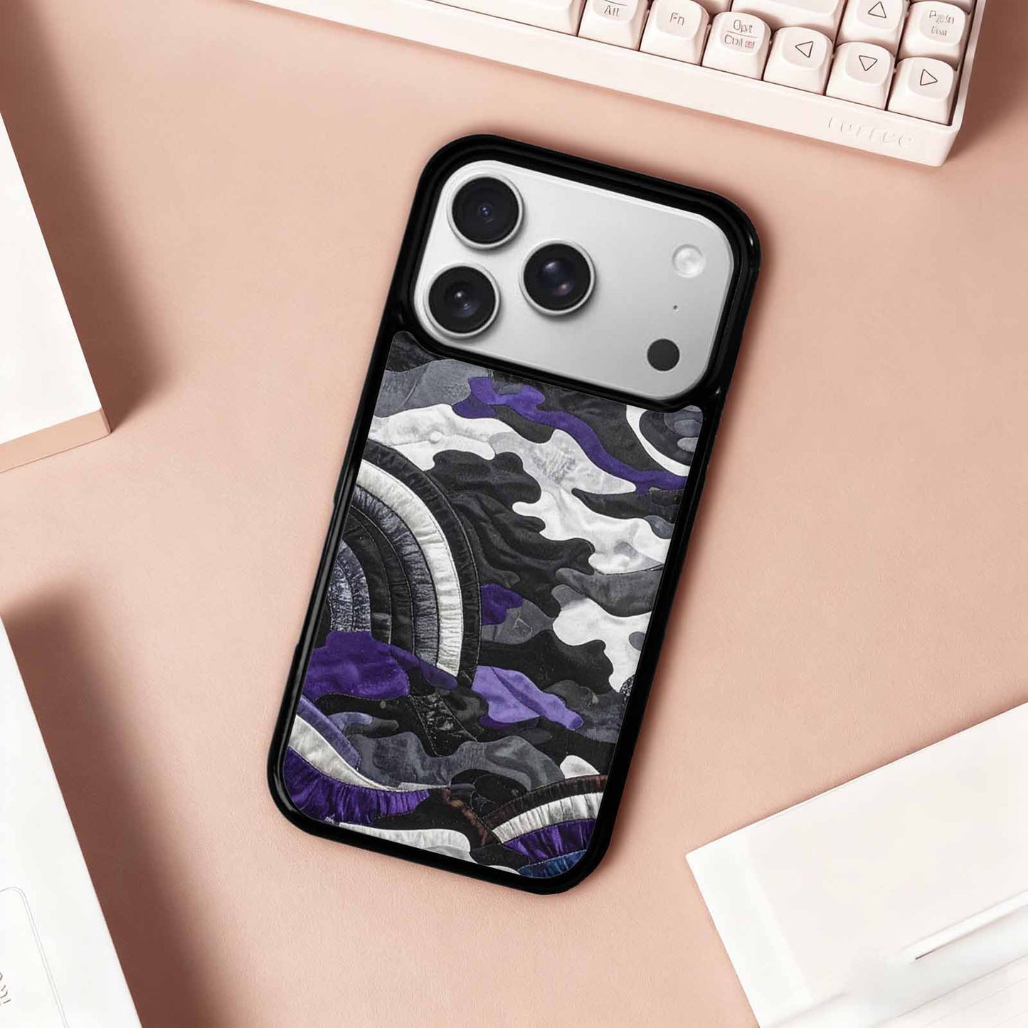 iPhone 17 Pro Case — Vivid Camo Asexual Pride Camo, Custom Designed Case Cover