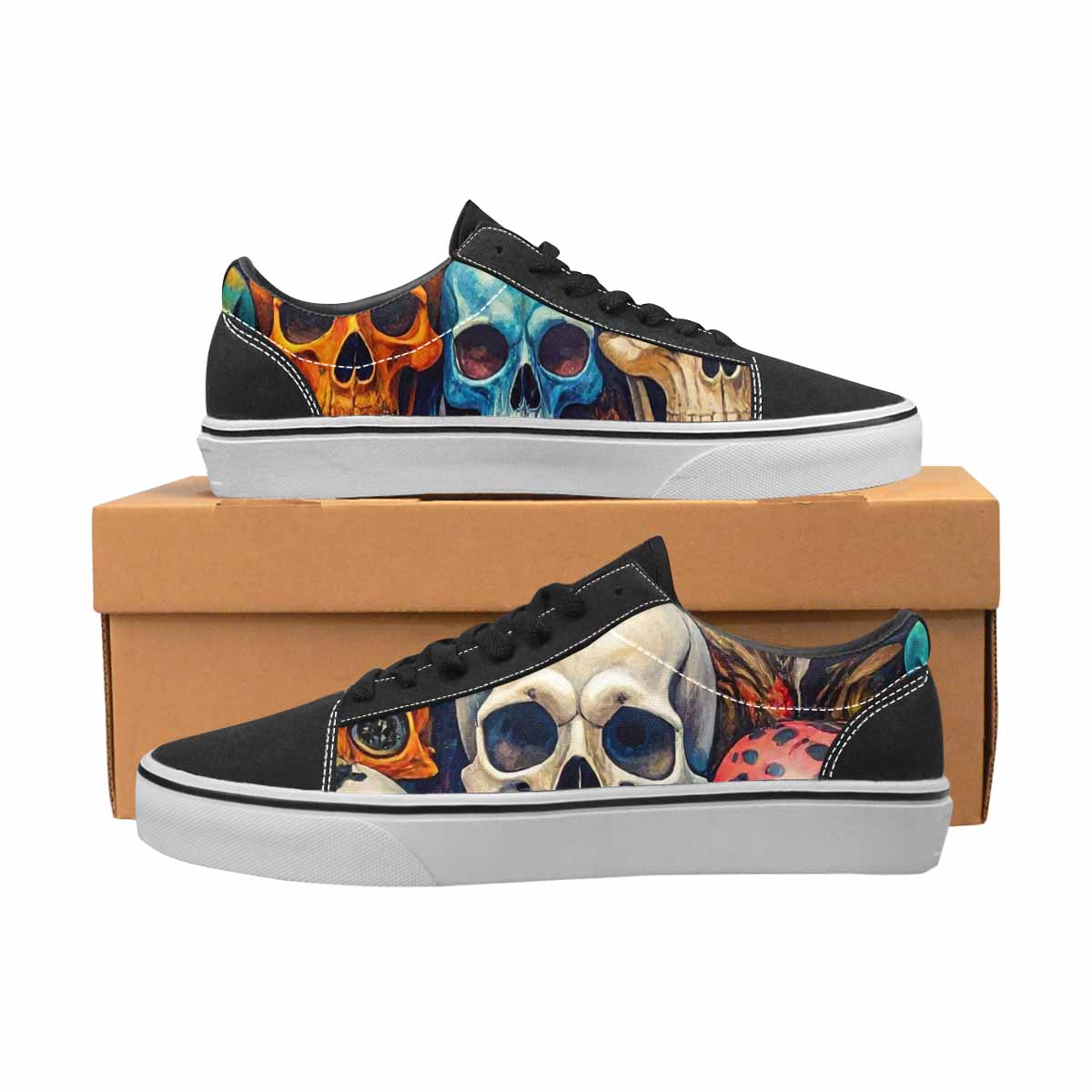 WOMEN'S Skulls × Animal Print Lace-Up Canvas Dreamlike Custom Shoes