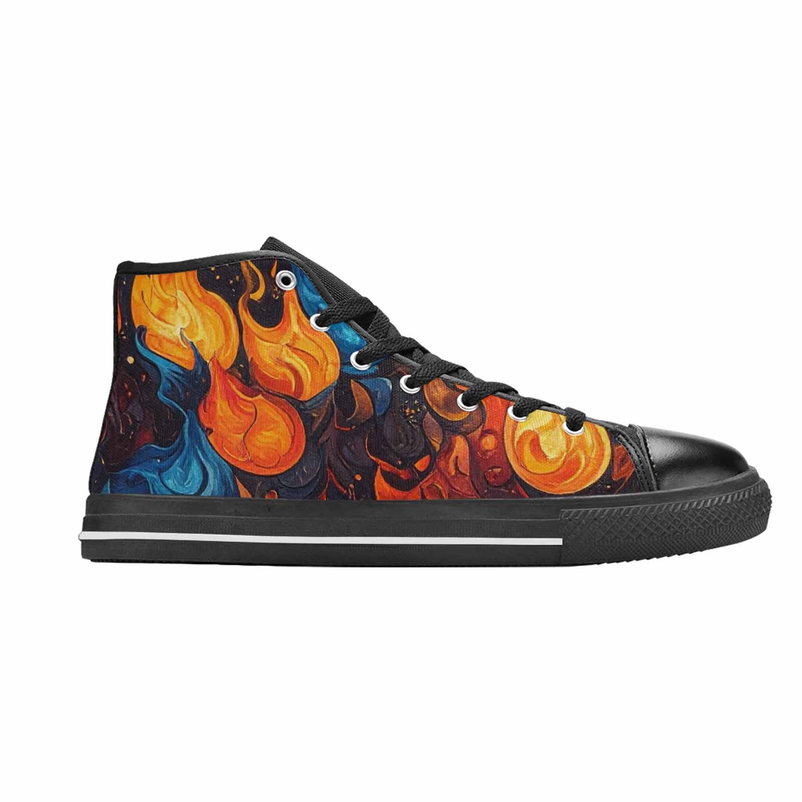 MEN'S Fire Flame High Top Canvas Wallpaper Art Shoes