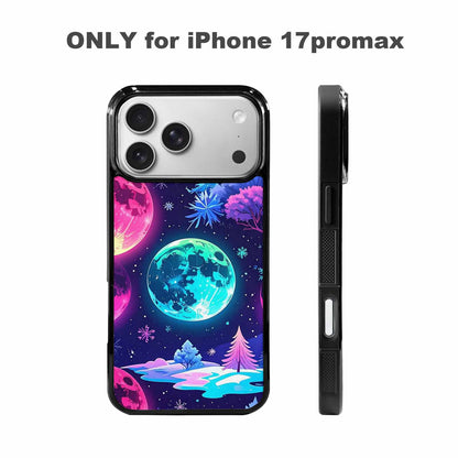 iPhone 17 Pro Max Case — Neon Winter Moon Cartoon Cute, Custom Made Phone Cover