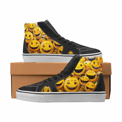 WOMEN'S Smiley Face Yellow High Top Canvas Made To Order Y2K Custom Sneakers