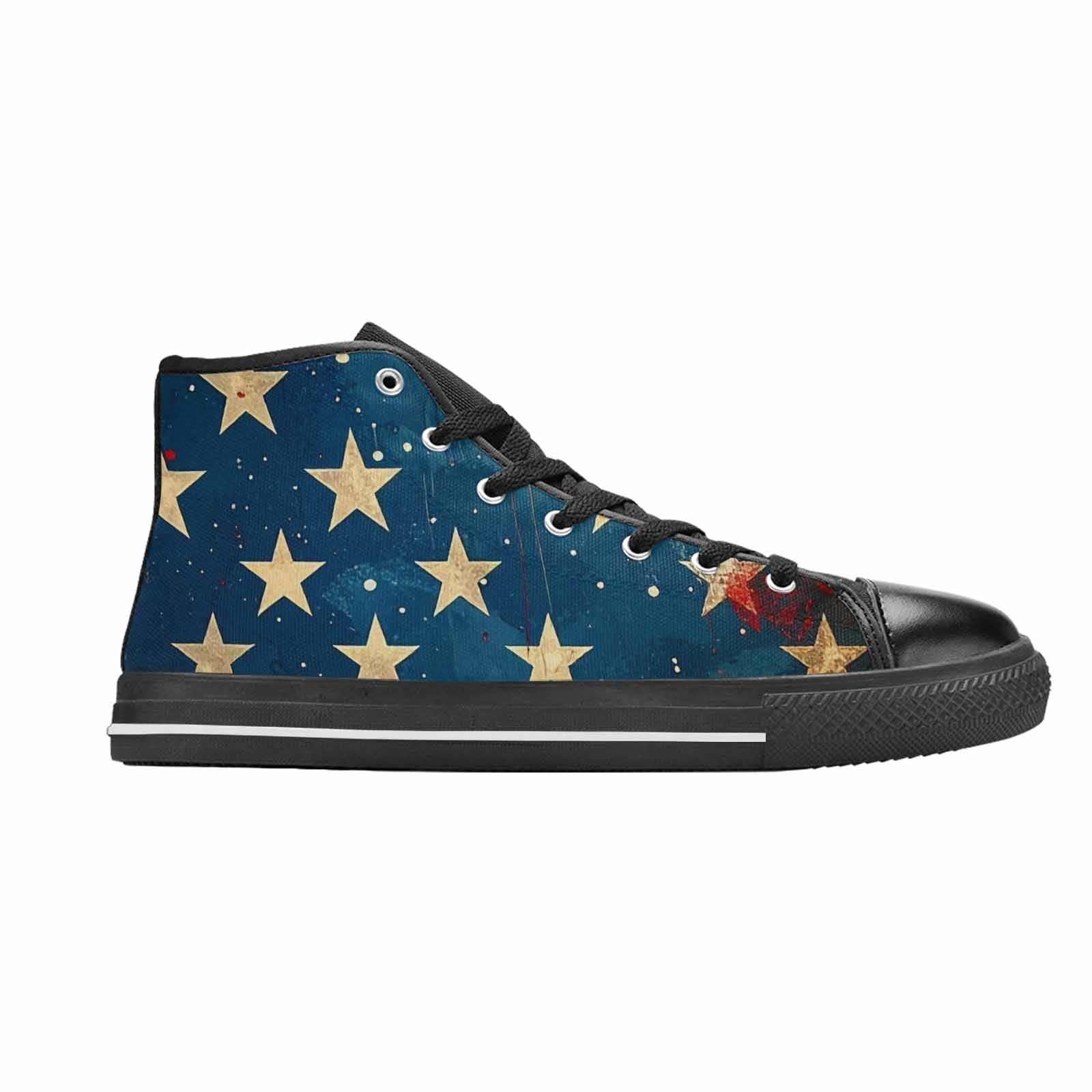 MEN'S American Flag Stars High Top Canvas Wallpaper Art Sneakers