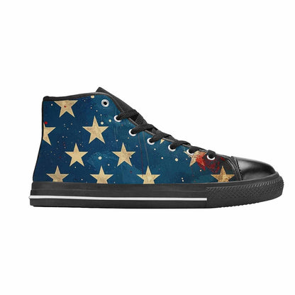 MEN'S American Flag Stars High Top Canvas Wallpaper Art Sneakers