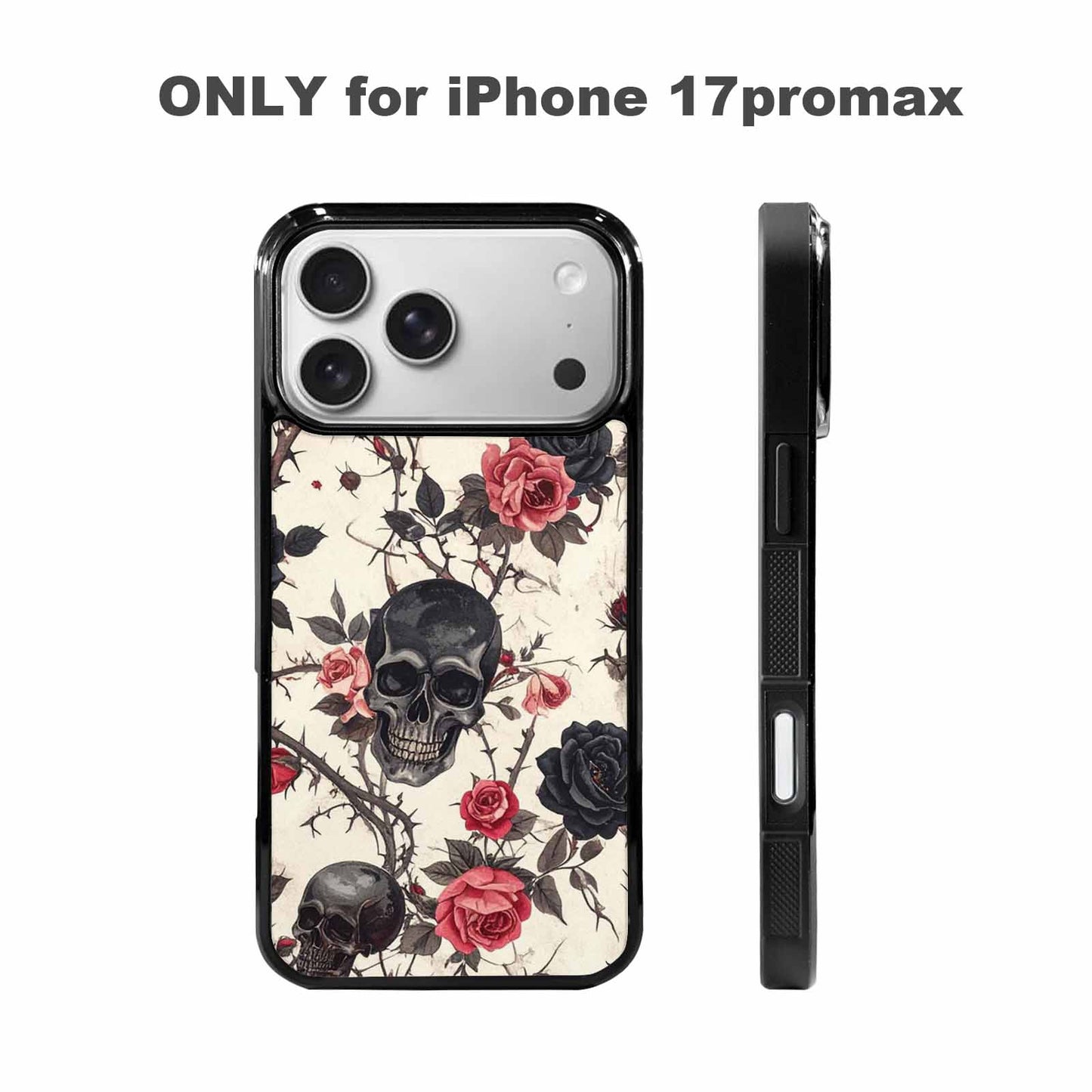 iPhone 17 Pro Max Case — Skulls Roses And Skulls Gothic Skulls, Custom Designed Case Cover