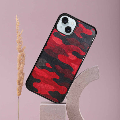 iPhone 15 Plus Case — Tactical Camo Red Black Custom, Custom Phone Case