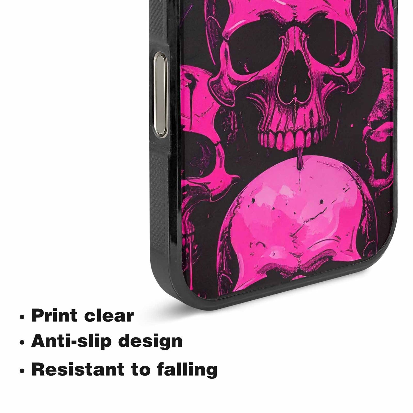 iPhone 16 Pro Max Case — Pink Purple Skeletons Neon Drip Melting, Custom Art Phone Cover