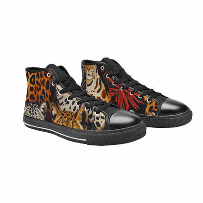 MEN'S Animal Print High Top Canvas Vibrant Chaos Custom Sneakers