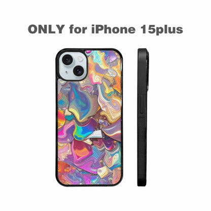 iPhone 15 Plus Case — Holographic Iridescent Shimmer Pattern Hundreds Of, Custom Designed Case Cover