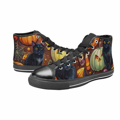 WOMEN'S Halloween High Top Canvas Wallpaper Art Custom Sneakers