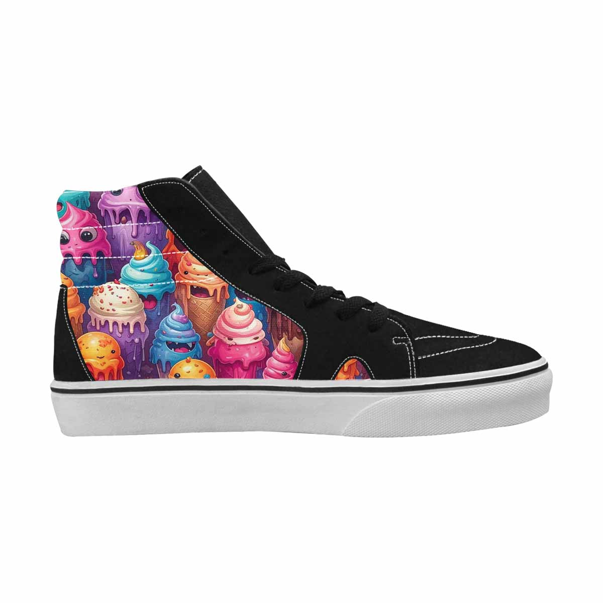 MEN'S Melting Ice Cream Monster High Top Canvas Wallpaper Art Sneakers