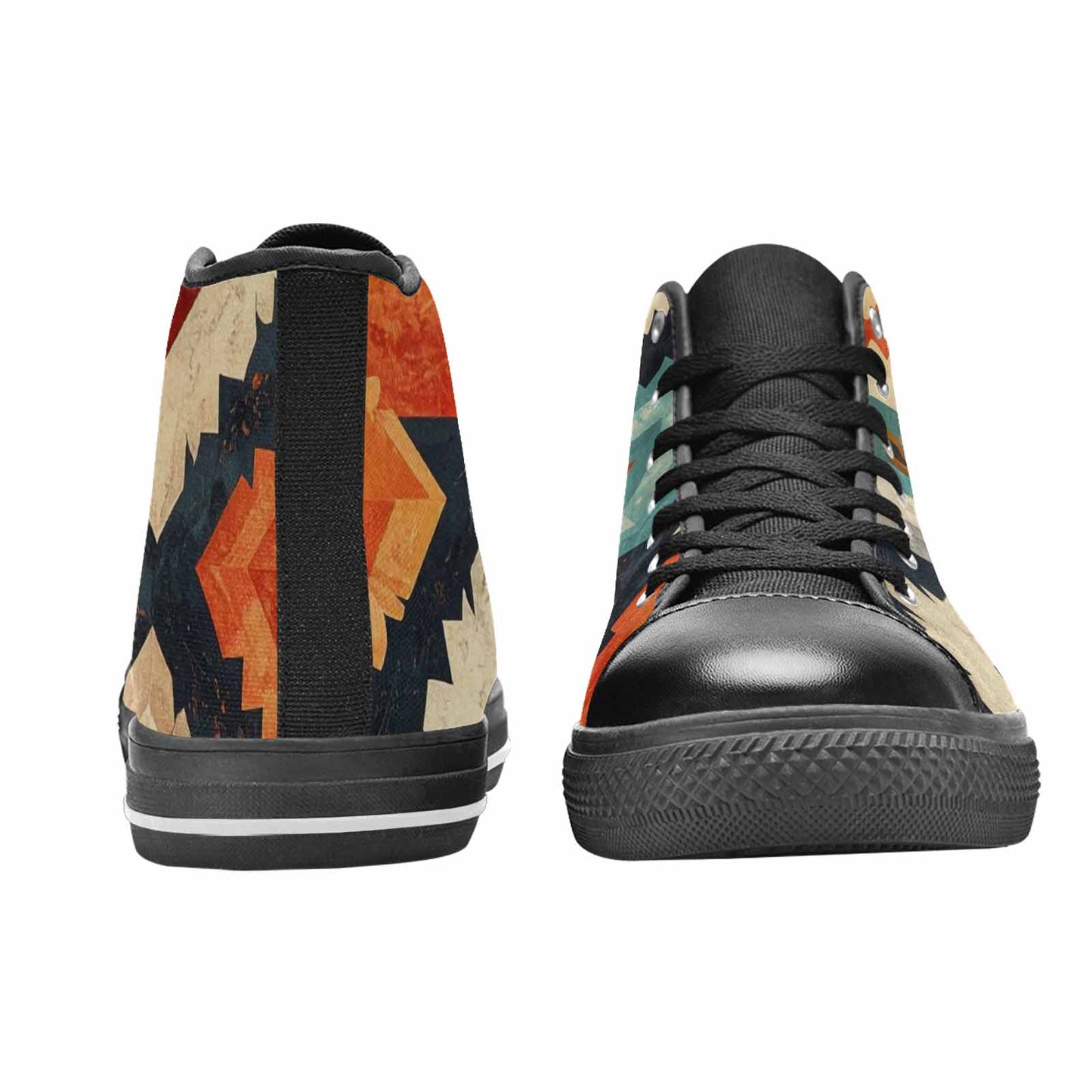 MEN'S Southwestern Geometric Diamond High Top Canvas Vibrant Chaos Sneakers