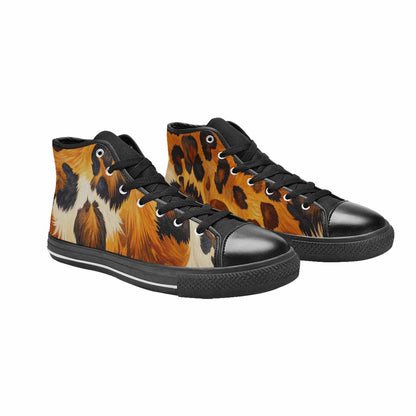 WOMEN'S Cow Animal Print High Top Canvas Dark Academia Custom Shoes