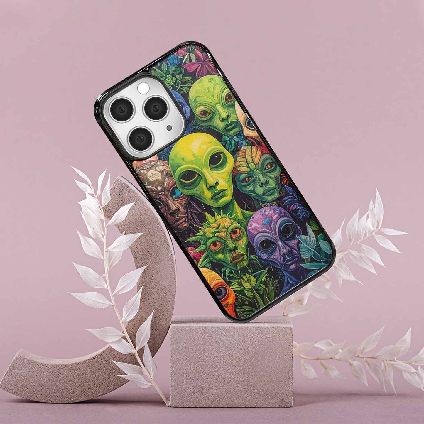 iPhone 15 Pro Max Case — Aliens Pattern Hundreds Of Sma, Custom Printed Phone Case