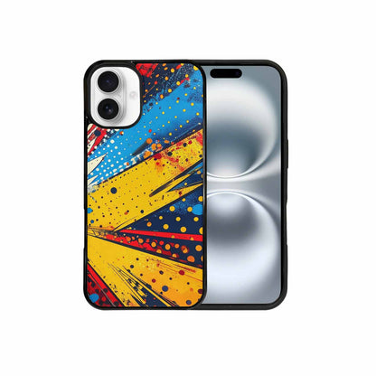 iPhone 16 Plus Case — Comic Halftone Comic Bursts Pattern Hundreds, Custom Made Phone Cover