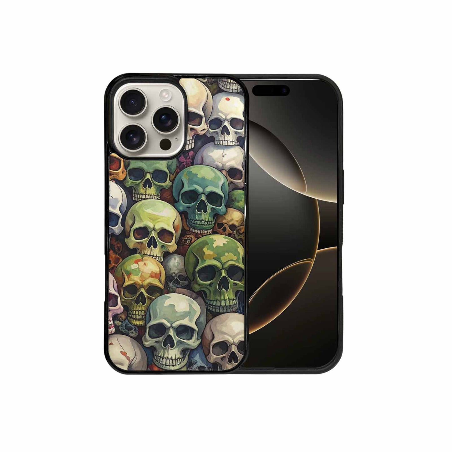 iPhone 16 Pro Max Case — Skulls Pattern Hundreds Of Sma, Custom Print Case Cover