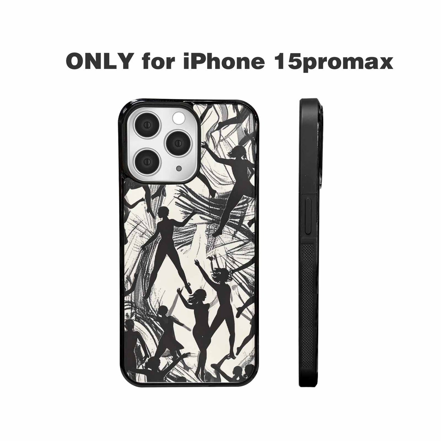 iPhone 15 Pro Max Case — Bold Dancing Figure Line Art Pattern, Custom Designed Case Cover