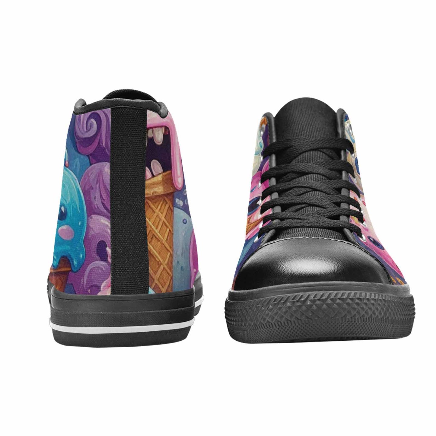 MEN'S Melting Icecream Cone Monster High Top Canvas Surreal Sneakers