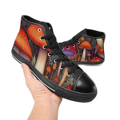 MEN'S Mushroom High Top Canvas Wallpaper Art Custom Shoes