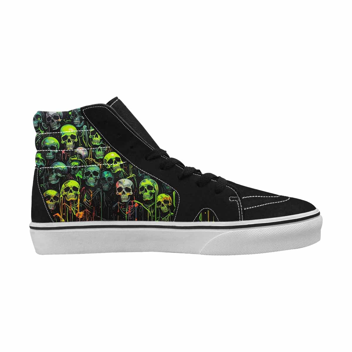 MEN'S Skeletons × Neon Green High Top Canvas Dark Academia Sneakers