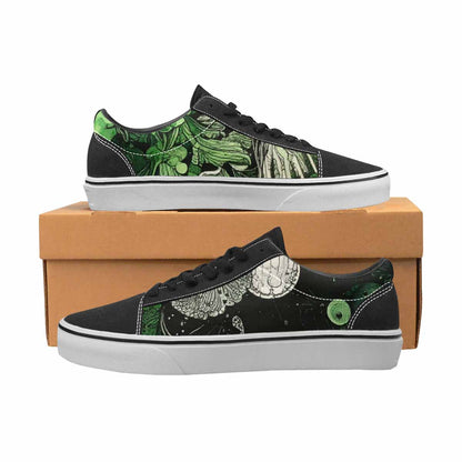 MEN'S Sea Creatures Black & Green Ink Canvas Custom Design Kaleidoscope Customized Sneakers