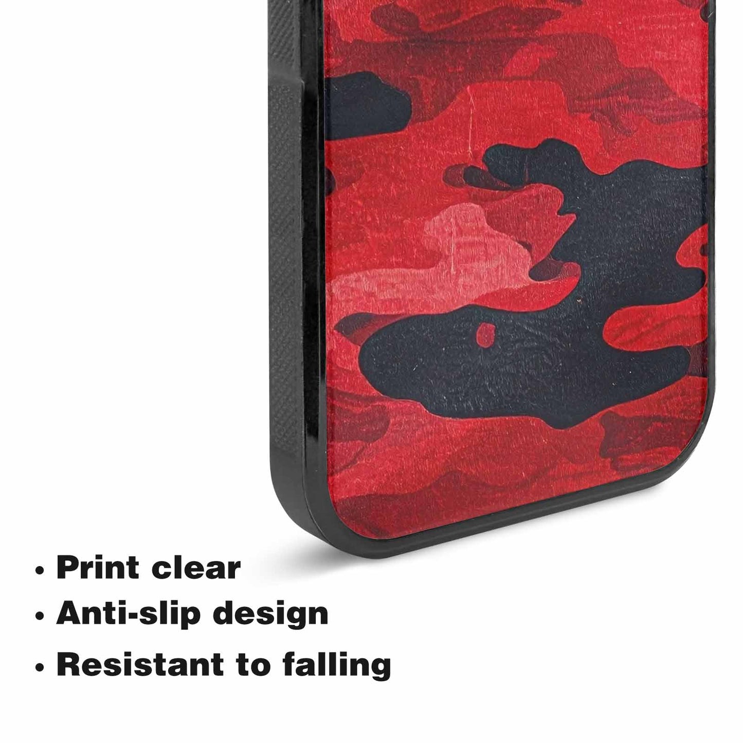 iPhone 15 Plus Case — Tactical Camo Red Black, Custom Print Case Cover