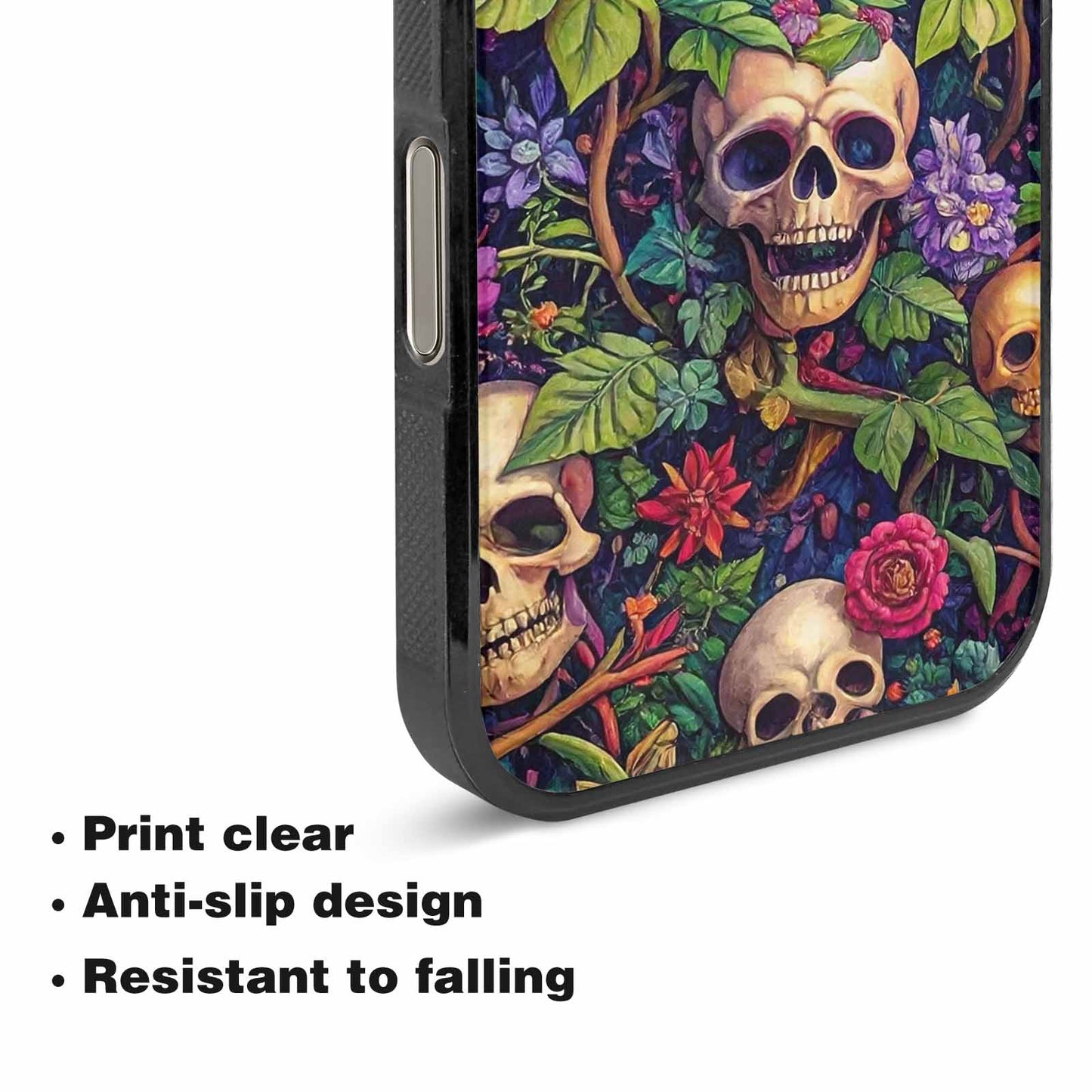 iPhone 16 Pro Case — Skulls Botanicalskulls Pattern, Unique Phone Case Design