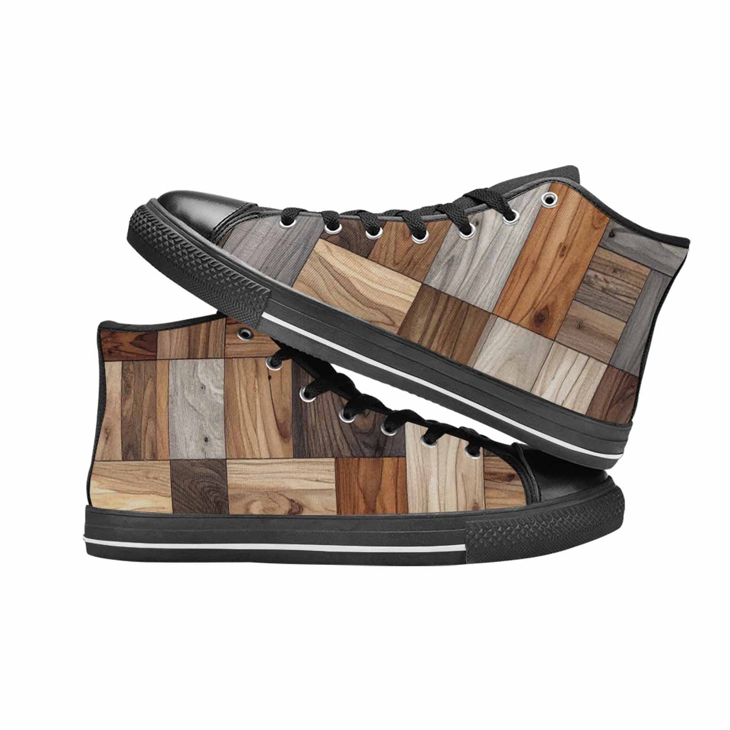 MEN'S Wood Grain Texture High Top Canvas Aesthetic Custom Sneakers