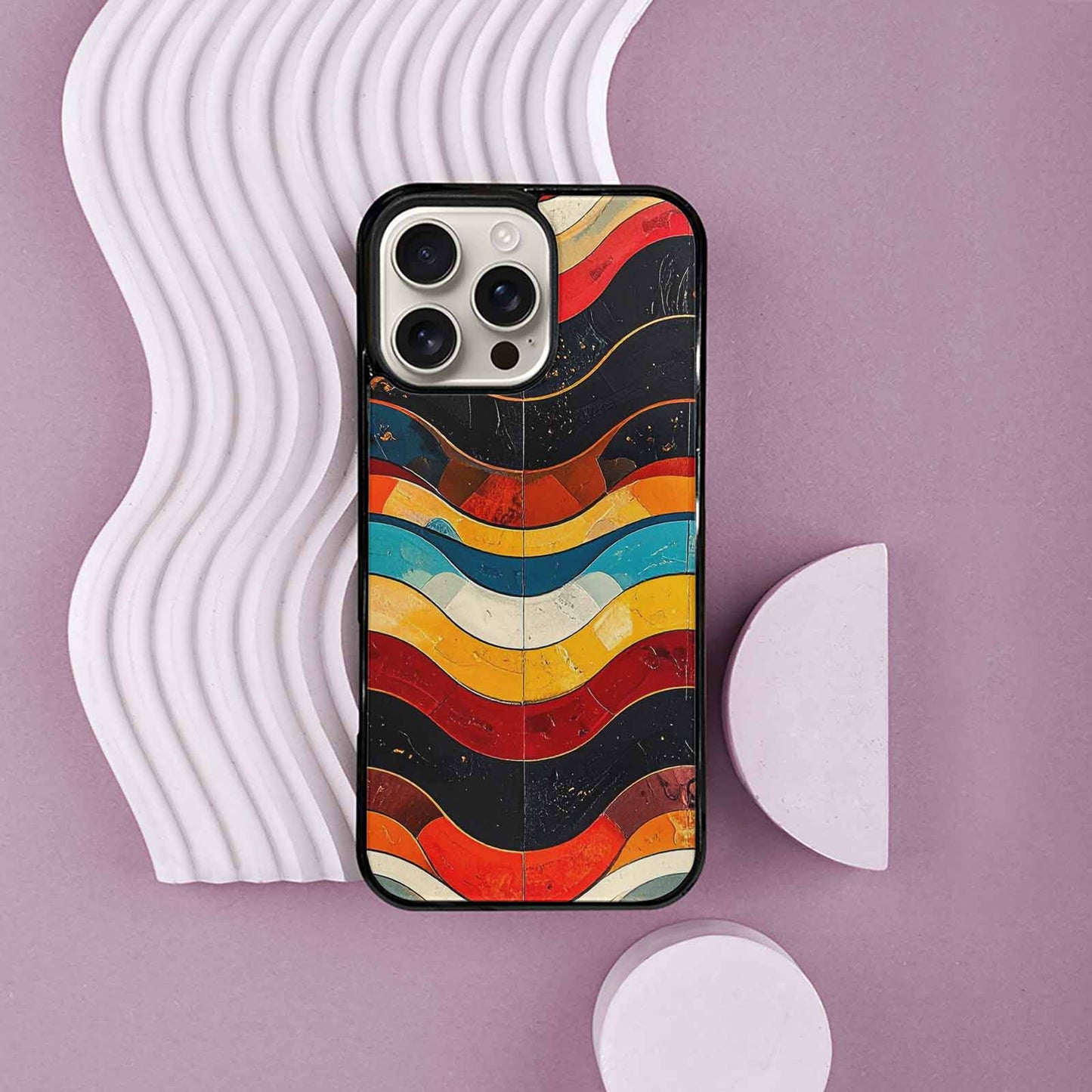 iPhone 16 Pro Max Case — Retro Wave Scallop Stripe Small Wzf, Custom Art Phone Cover