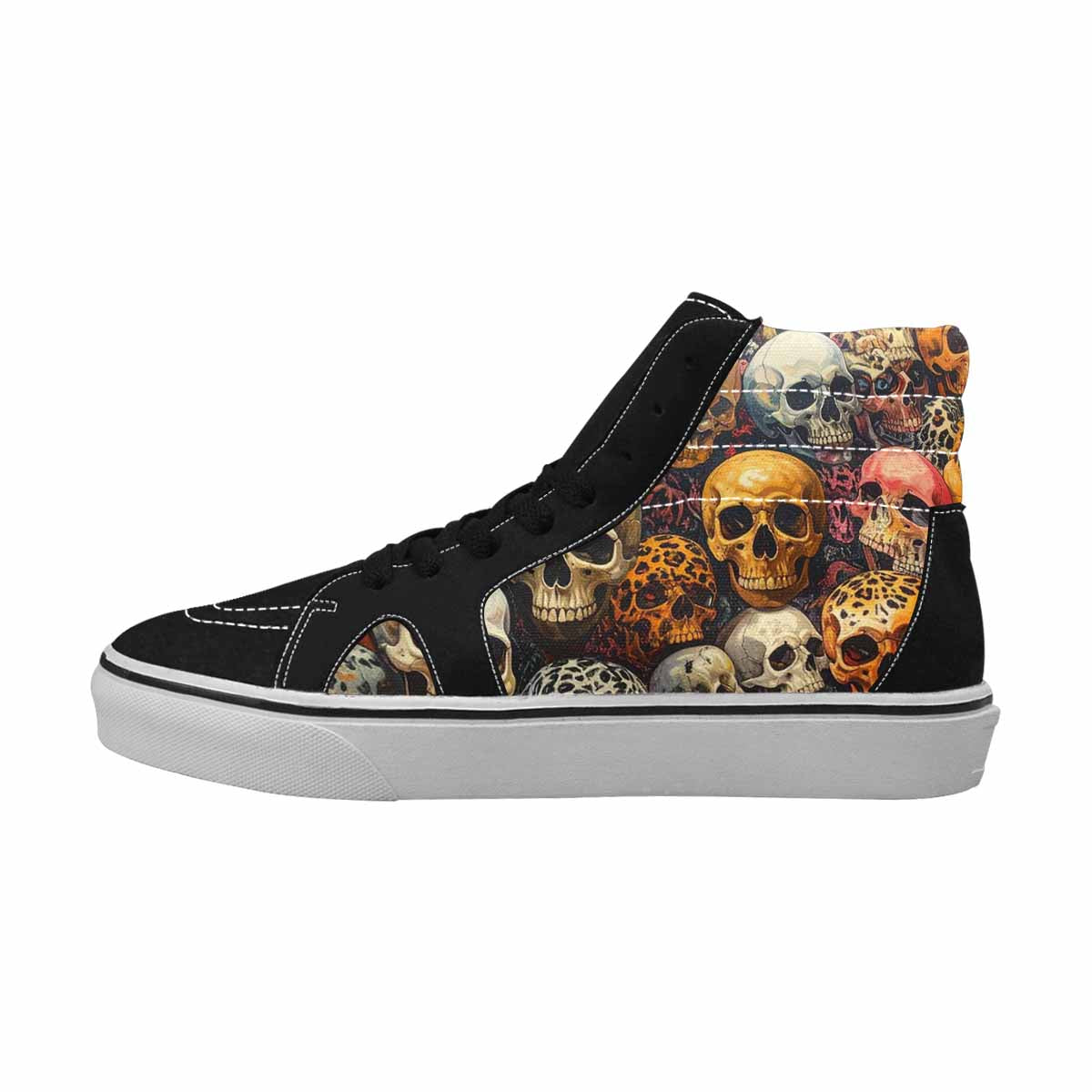 MEN'S Skulls High Top Canvas Wallpaper Art Custom Sneakers
