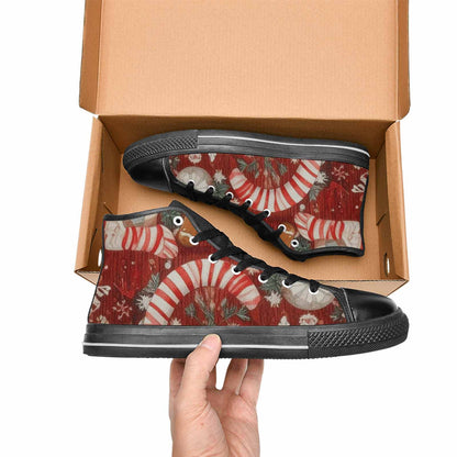 MEN'S Christmas Holly Snowflake High Top Canvas Neon Fantasy Custom Sneakers