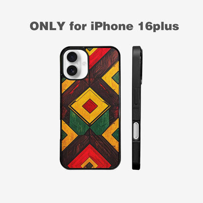 iPhone 16 Plus Case — African Kente Cloth Inspired Pattern Geometric, Personalized Phone Case
