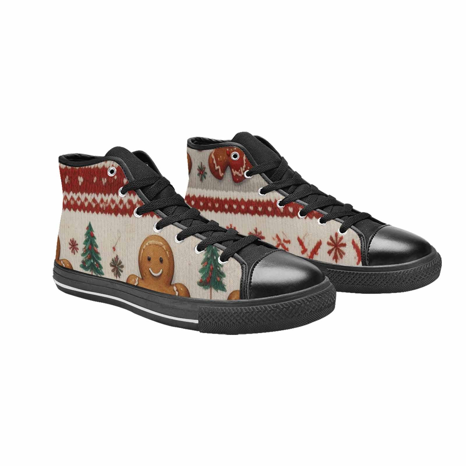 MEN'S Christmas Holly Snowflake High Top Canvas Vivid Custom Sneakers