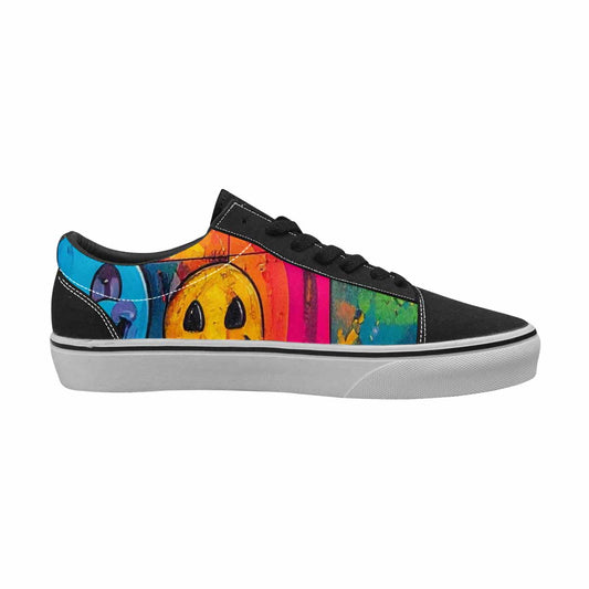 WOMEN'S Yellow Smiley Face Canvas Lace-Up Vivid Custom Sneakers