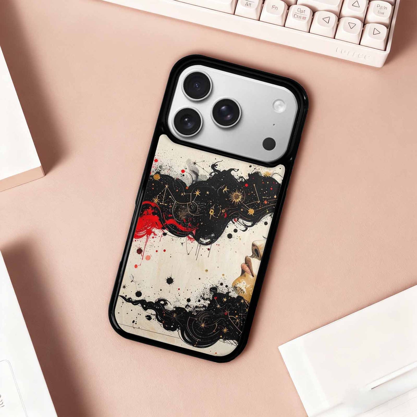 iPhone 17 Pro Case — Black Red Ink Zodiac Constellation Original, Unique Phone Case Design