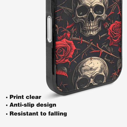 iPhone 16 Case — Gothic Skulls Roses, Unique Phone Case Design