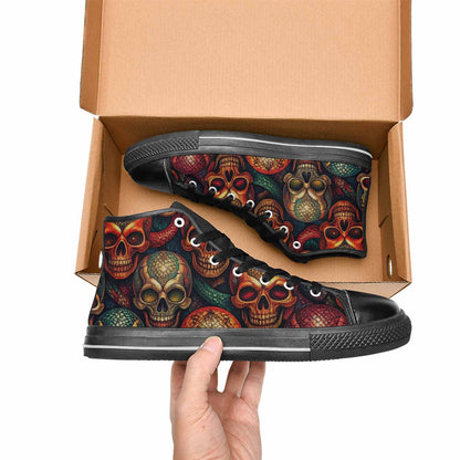 WOMEN'S Snake Skulls Print High Top Canvas Neon Fantasy Sneakers