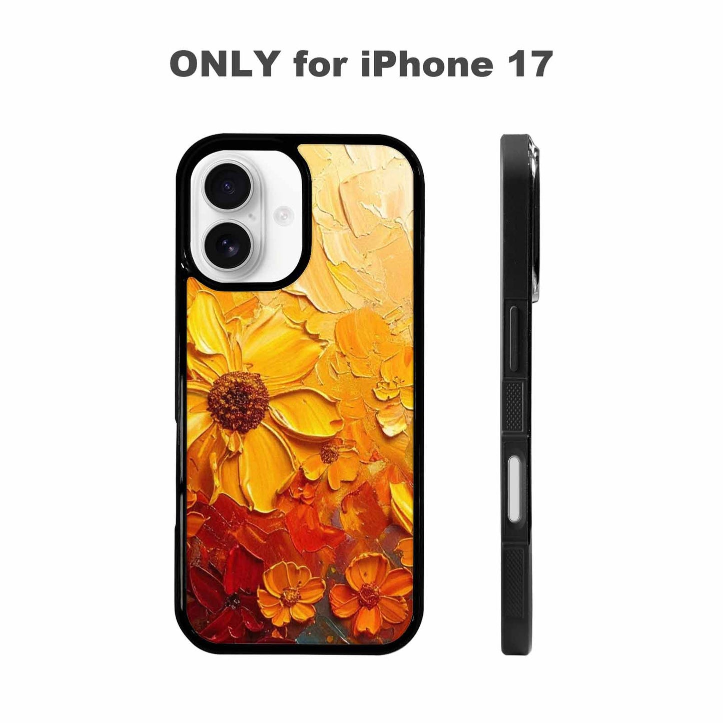 iPhone 17 Case — Impressionist Sunflower Brushstroke Pattern Floral, Custom Printed Phone Case