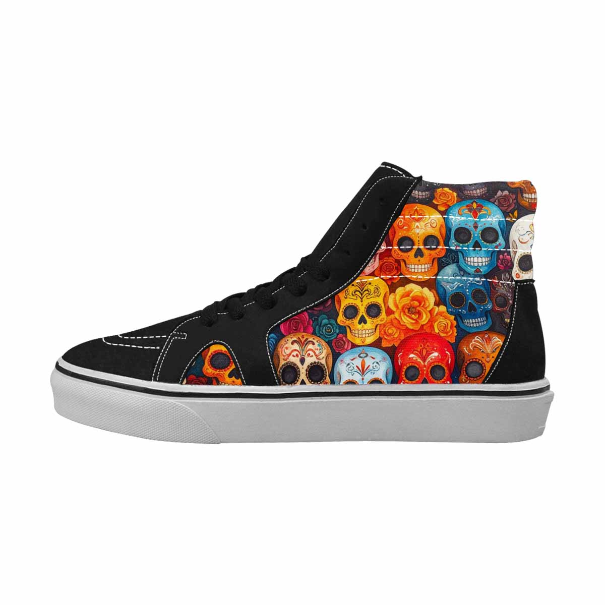 WOMEN'S Skull High Top Canvas Wallpaper Art Shoes
