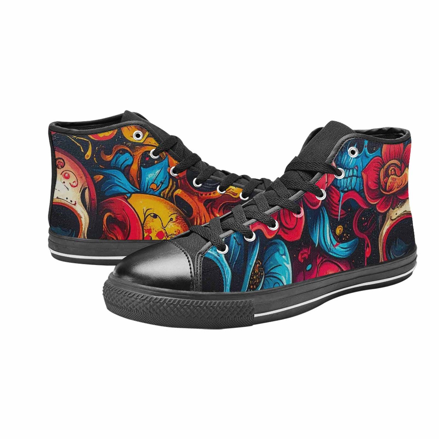 MEN'S Graffiti Skull High Top Canvas Surreal Custom Sneakers