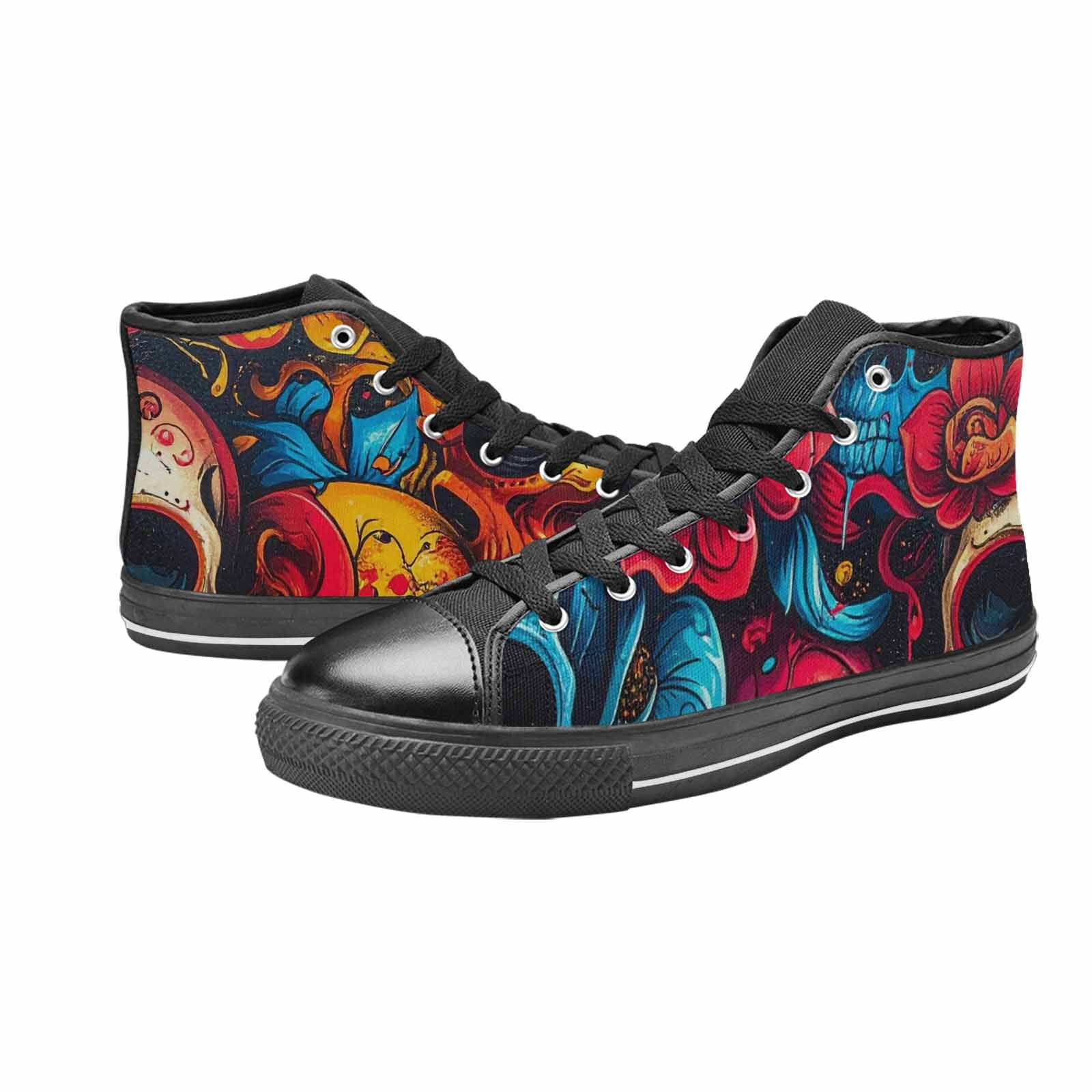 MEN'S Graffiti Skull High Top Canvas Surreal Custom Sneakers