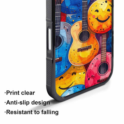 iPhone 17 Air Case — Watercolor Smiley Face Guitar Watercolor Abstract, Customized Protective Case